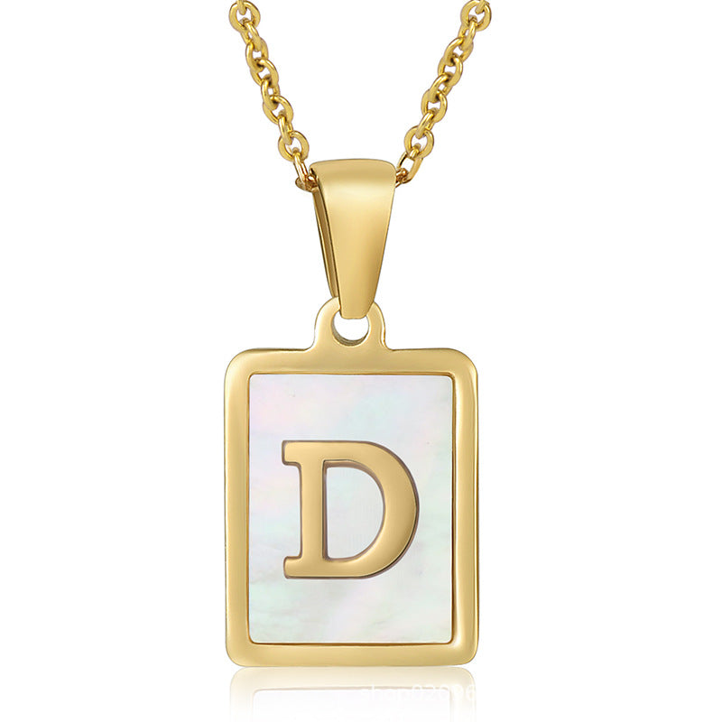 Wholesale Titanium Steel Shell Alphabet 18K Gold Necklace